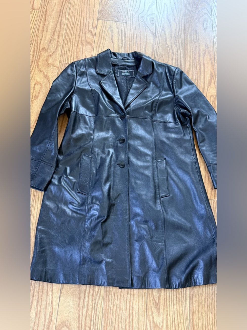 Vintage Y2K Wilson’s Leather women’s jacket Trench Size L Black - Picture 2 of 11